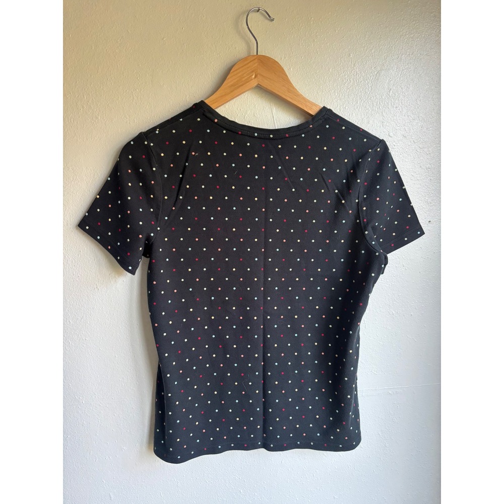 Croft & Barrow Womens Black Polka Dot Square Neck Short Sleeve T-Shirt Size M - Picture 2 of 7
